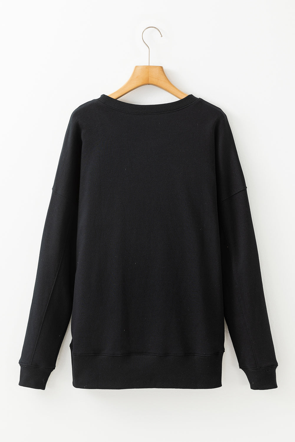 Solid Color Round Neck Long Sleeve Sweatshirt