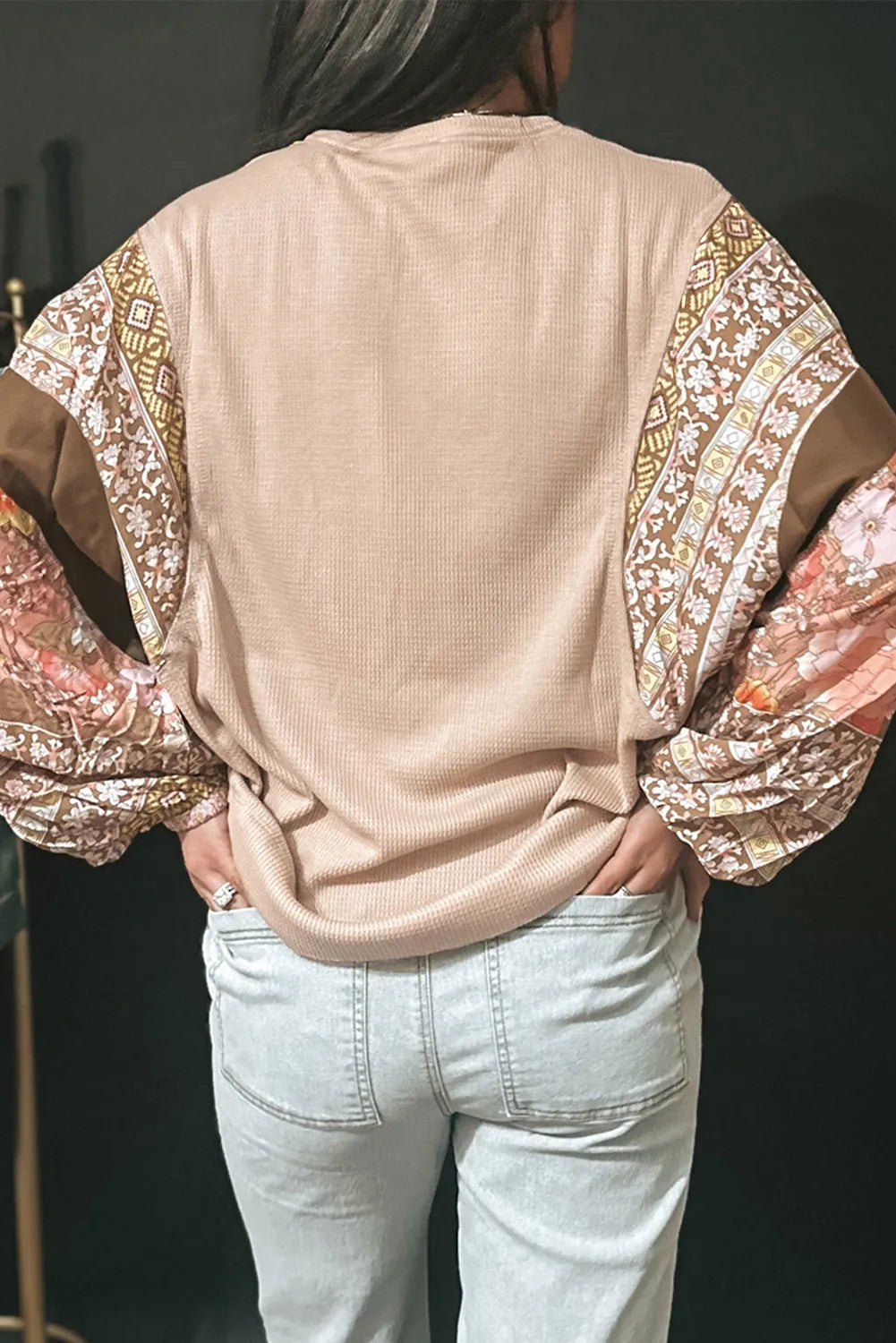 Printed Round Neck Long Sleeve Top