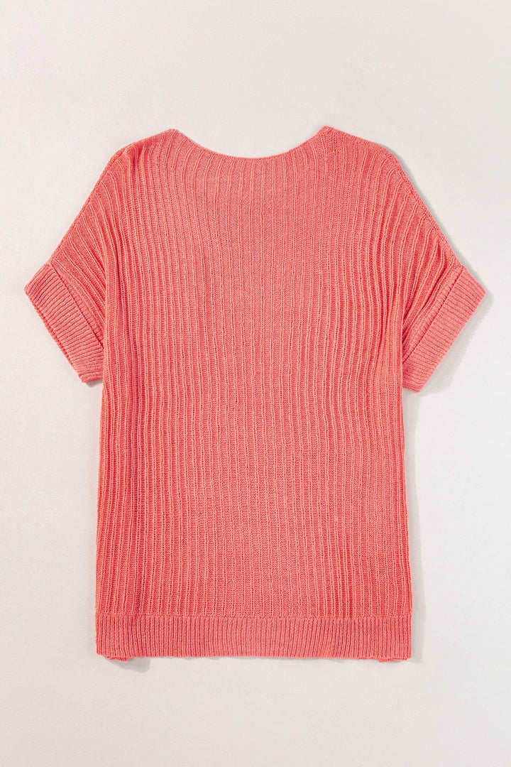 Round Neck Half Sleeve Knit Top