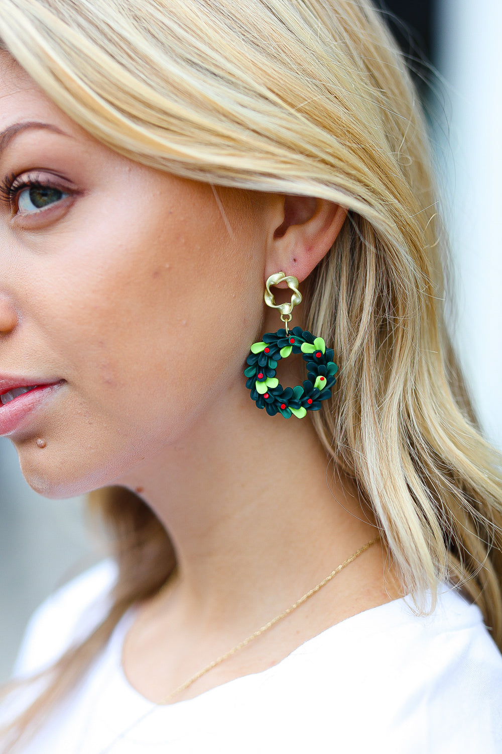 Christmas Wreath Clay Dangle Earrings