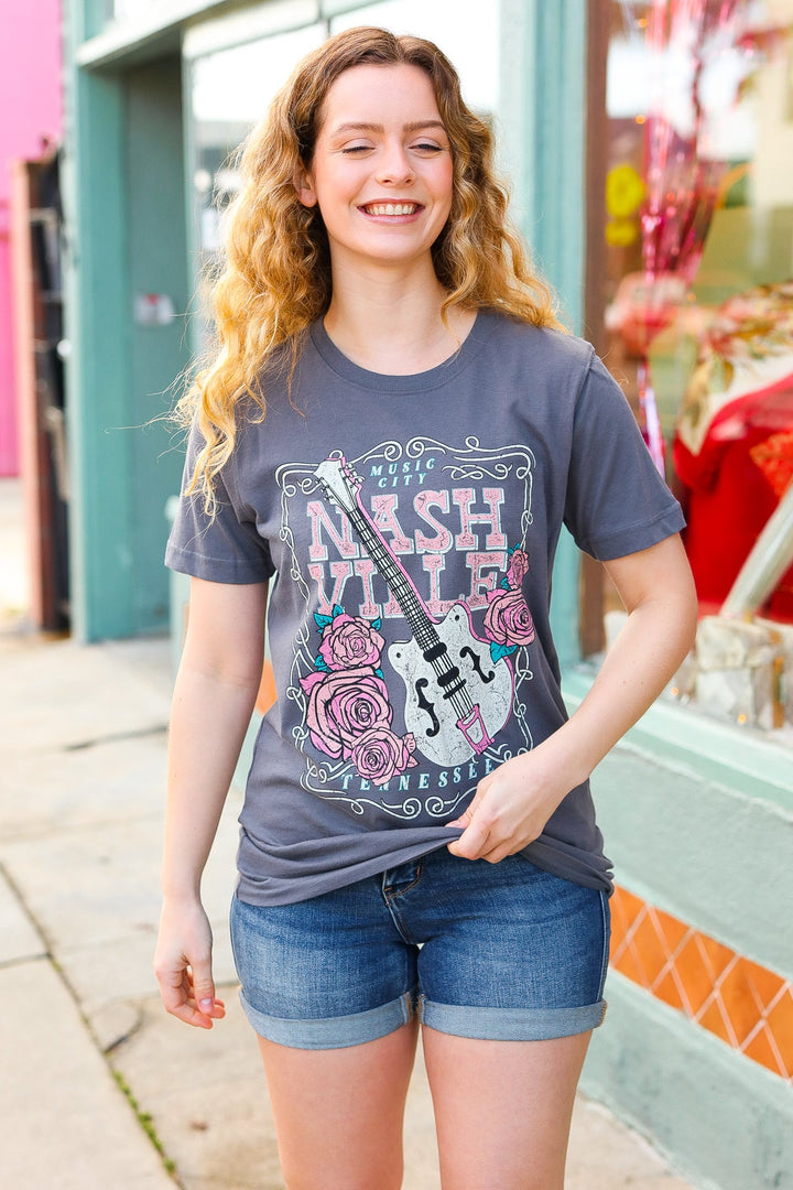 Grey Cotton NASHVILLE Tennessee Graphic Tee