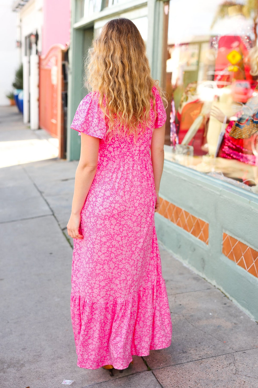 Perfectly You Fuchsia Ditzy Floral Fit & Flare Maxi Dress