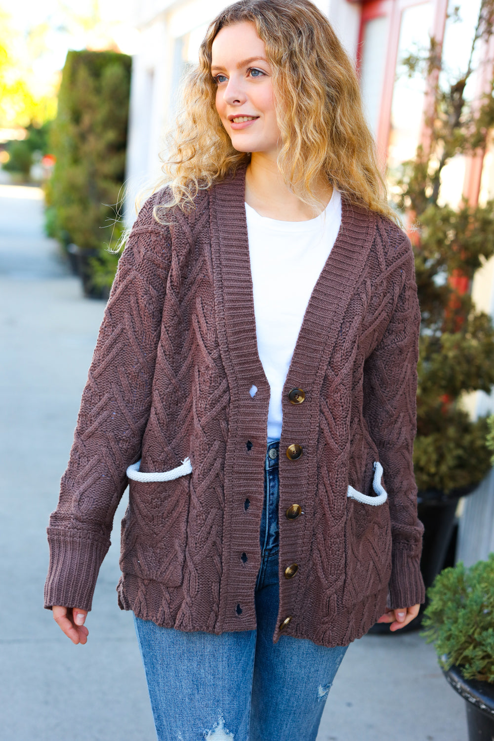 You've Got It Brown Button Down Boyfriend Cardigan