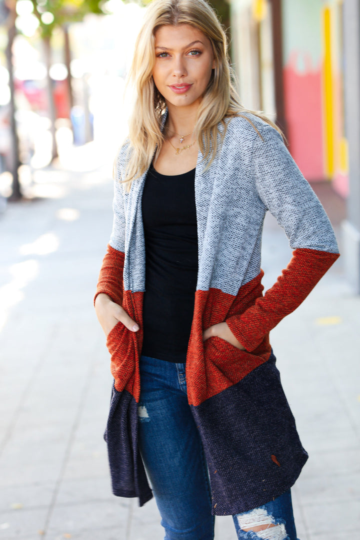 Take a Look Heather Grey Two Tone Hacci Cardigan