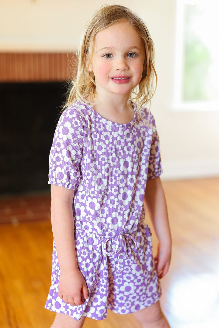 Kids Sunny Days Lilac Flower Elastic Waist Romper