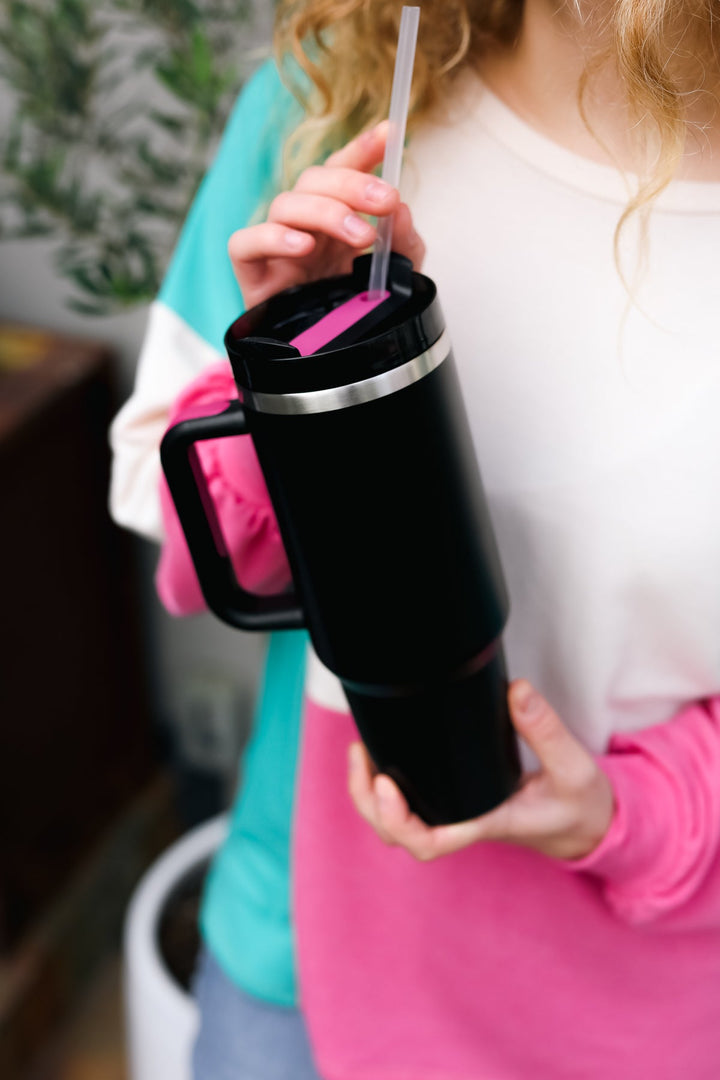 Black Insulated 38oz. Tumbler with Straw