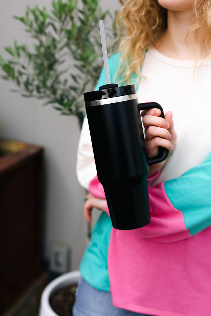 Black Insulated 38oz. Tumbler with Straw