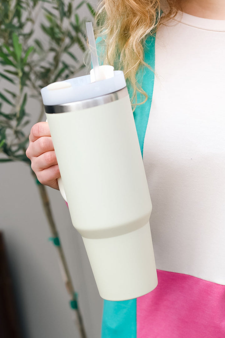 Cream Insulated 38oz. Tumbler with Straw