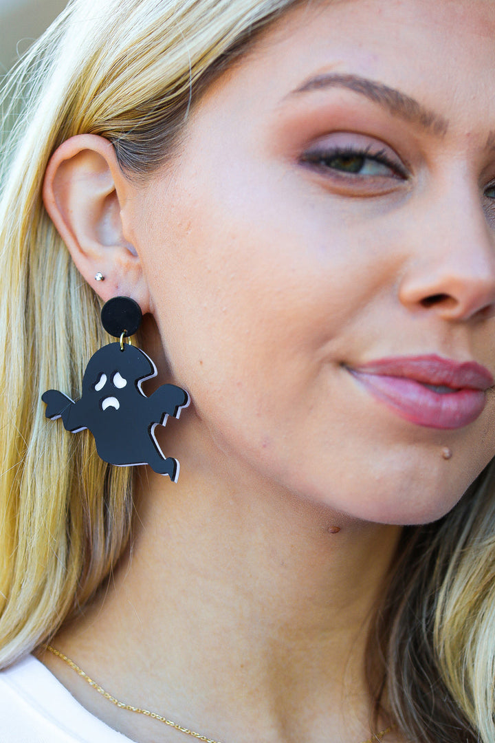 Halloween Black Ghost Acylic Dangle Earrings