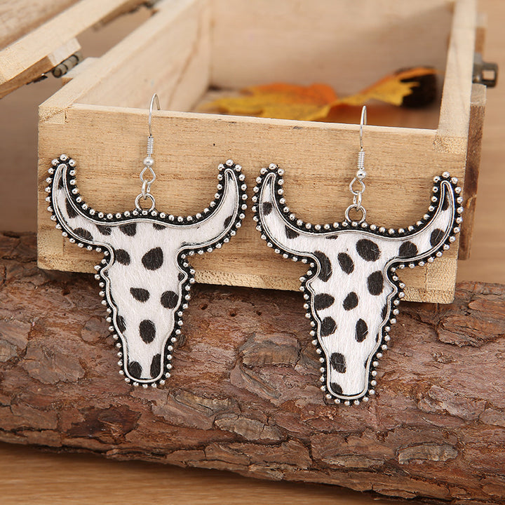 Alloy Animal Print Cow Head Earrings