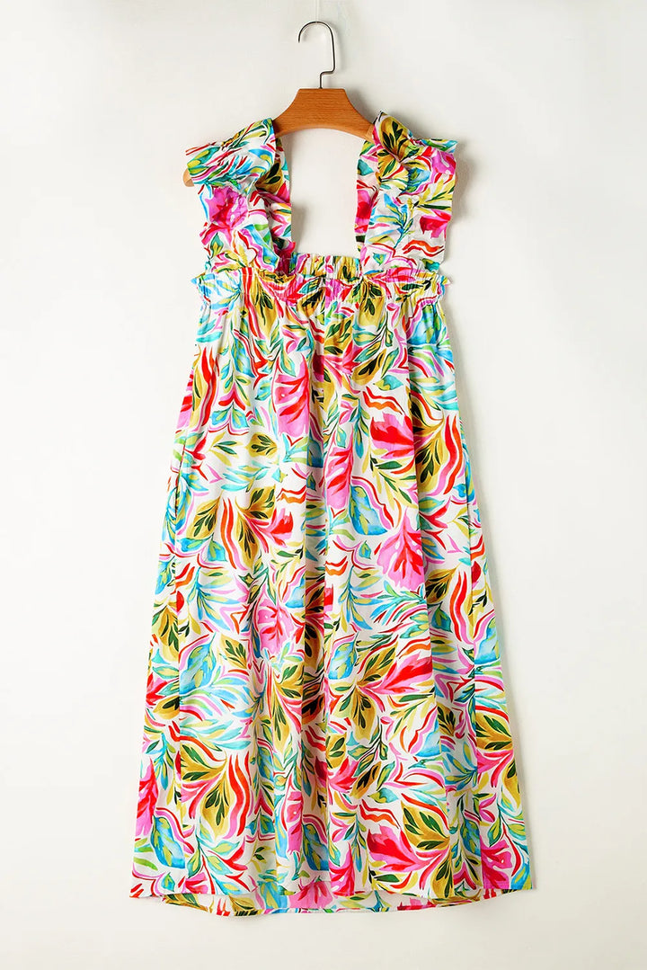 Ruffled Printed Sleeveless Dress