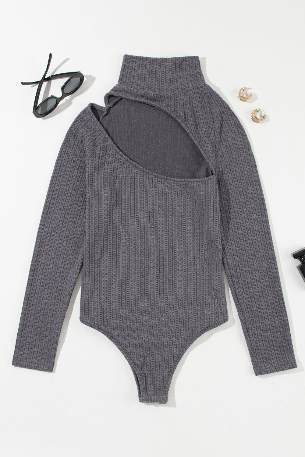 Cutout Mock Neck Long Sleeve Bodysuit