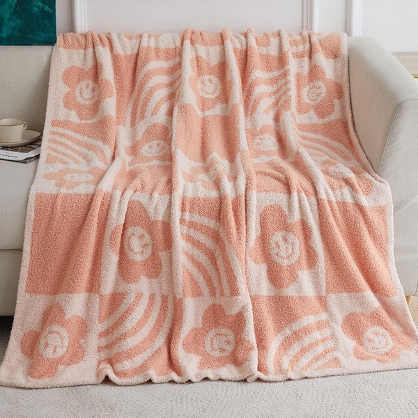 Knit throw blankets