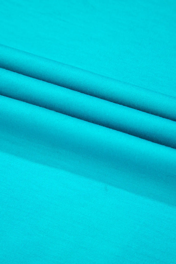 Contrast Flower Round Neck Long Sleeve Blouse