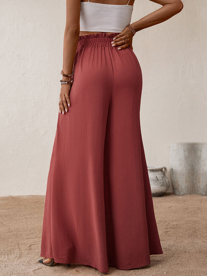 Perfee Frill Tied Wide Leg Pants