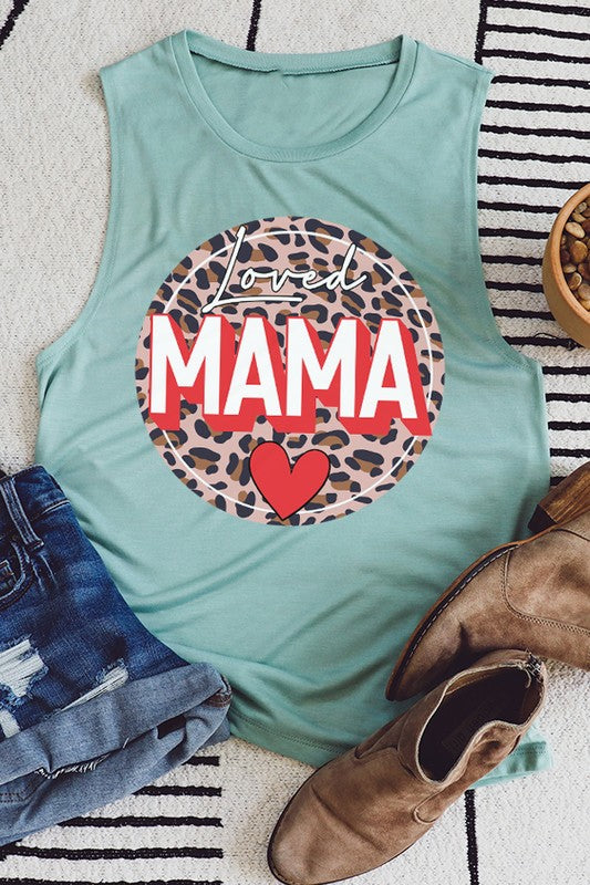 Mother's Day Loved Mama Leopard Circle Tank Top