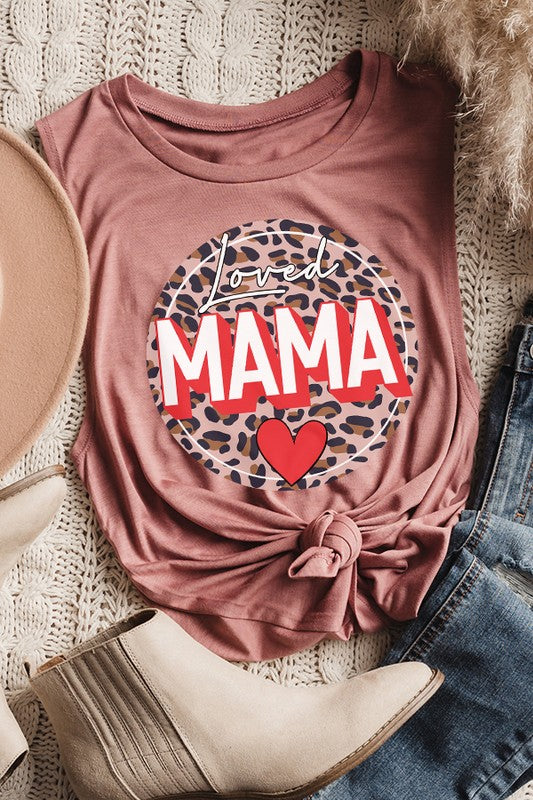 Mother's Day Loved Mama Leopard Circle Tank Top