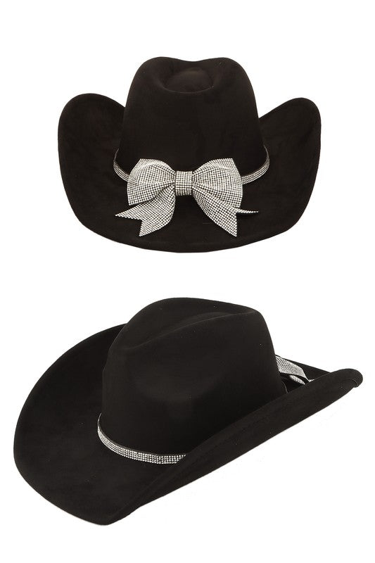 Rhinestone Ribbon Fedora Hat