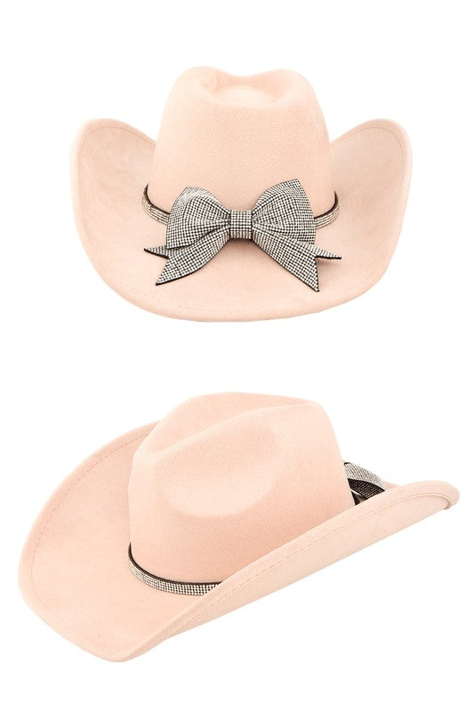 Rhinestone Ribbon Fedora Hat