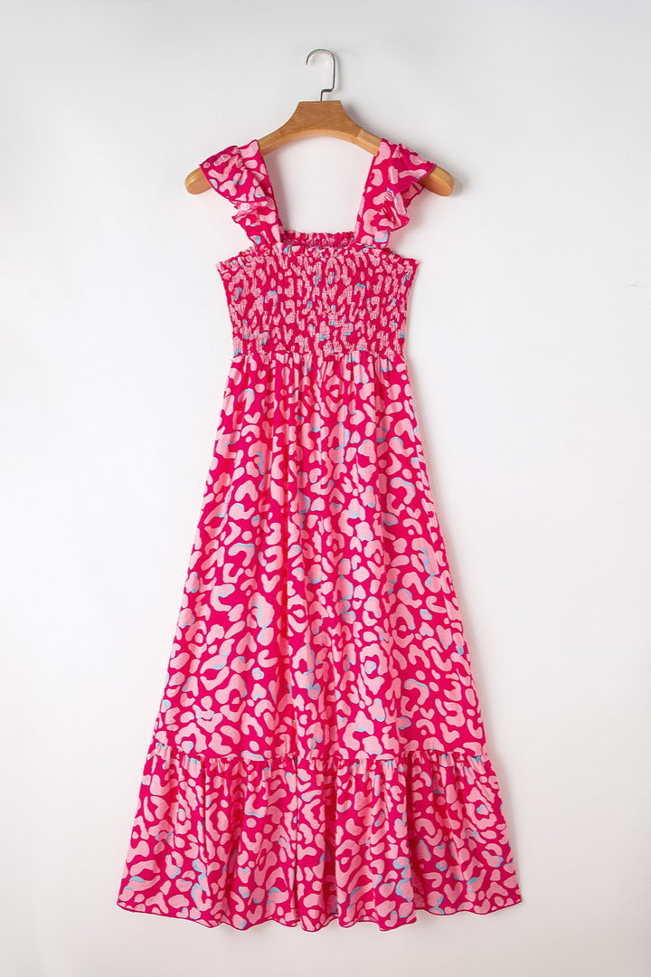 Ruffled Printed Wide Strap Dress