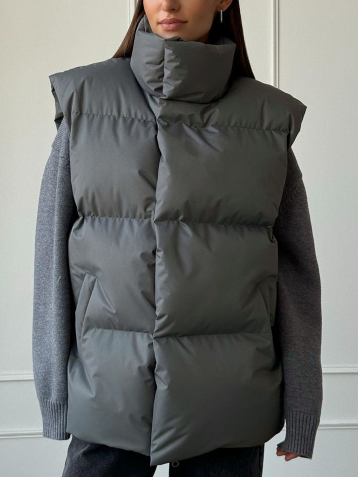 Zip Up Turtleneck Vest Coat