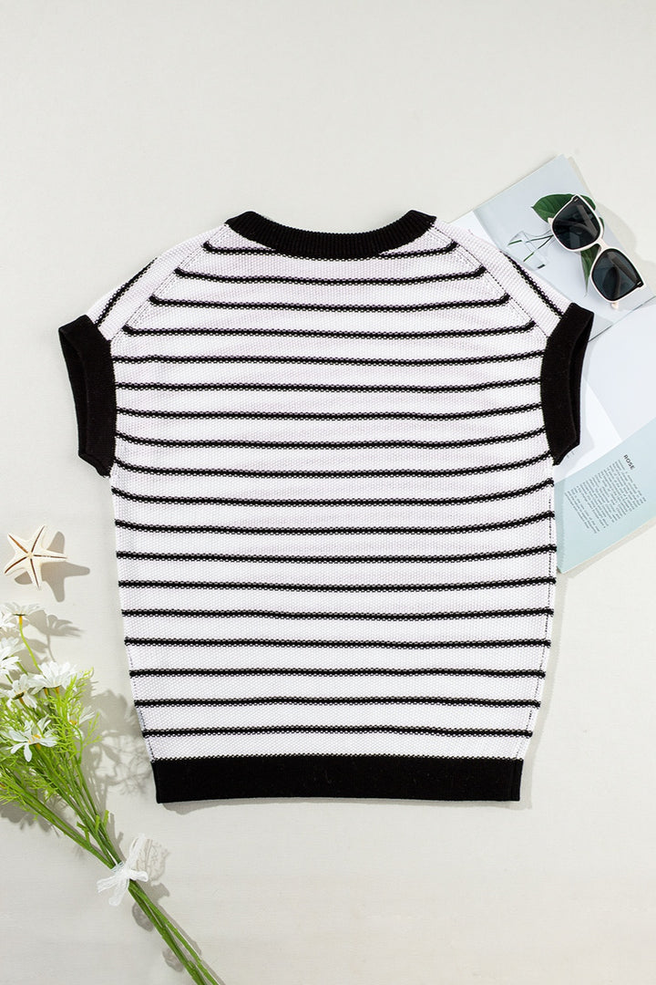 Striped Round Neck Knit Top