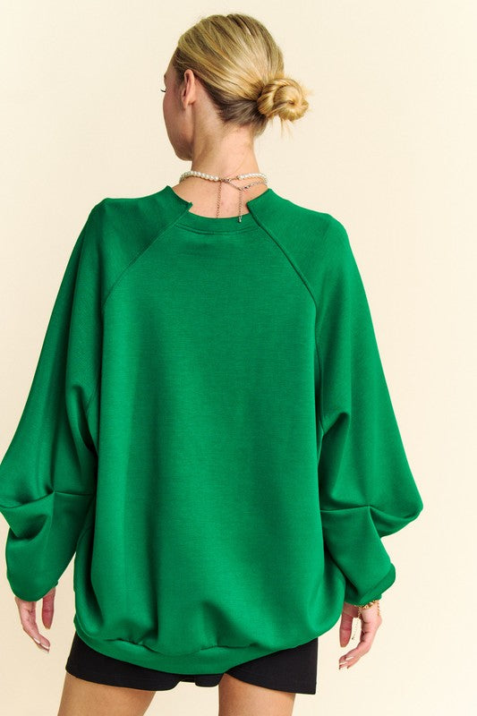 Davi & Dani Round Neck Raglan Sleeve Sweatshirt