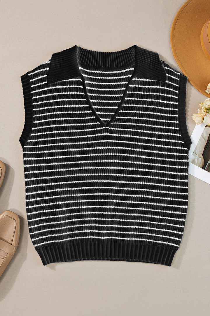 Striped Collared Neck Tank