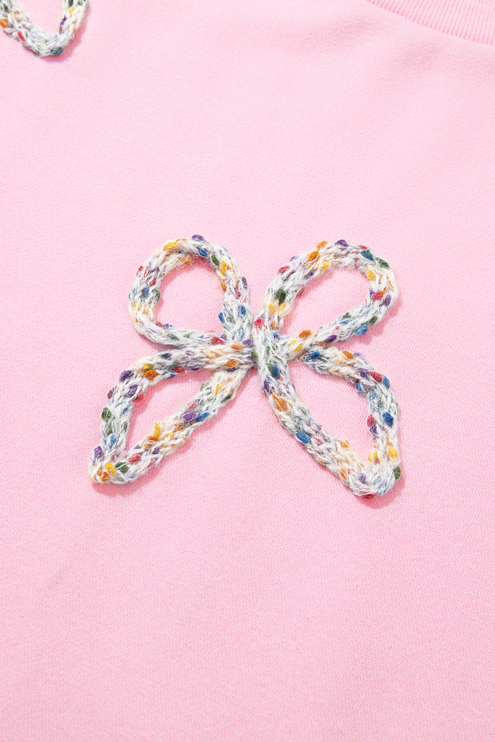 Bow Round Neck Long Sleeve Sweatshirt