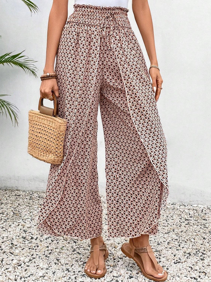 Tied Printed Wide Leg Pants