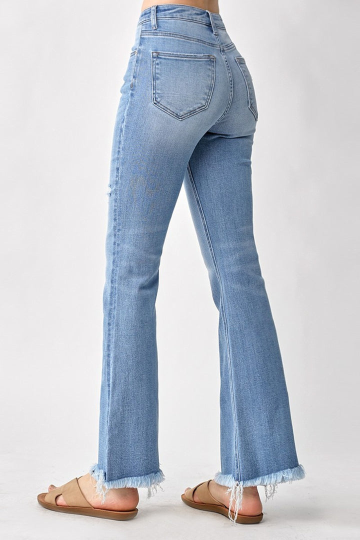 RISEN High Rise Frayed Hem Bootcut Jeans