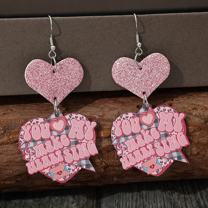 Heart Shape Wooden Earrings