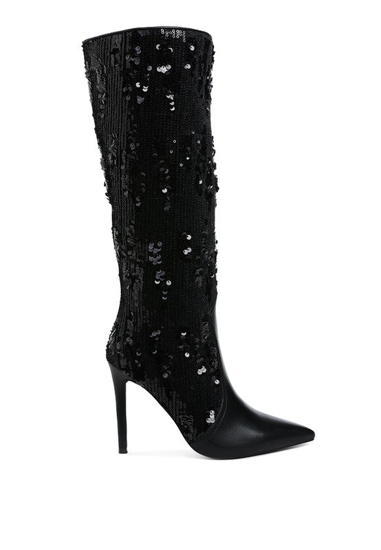 Sitarah Sequin Embellished Stiletto Long Boots