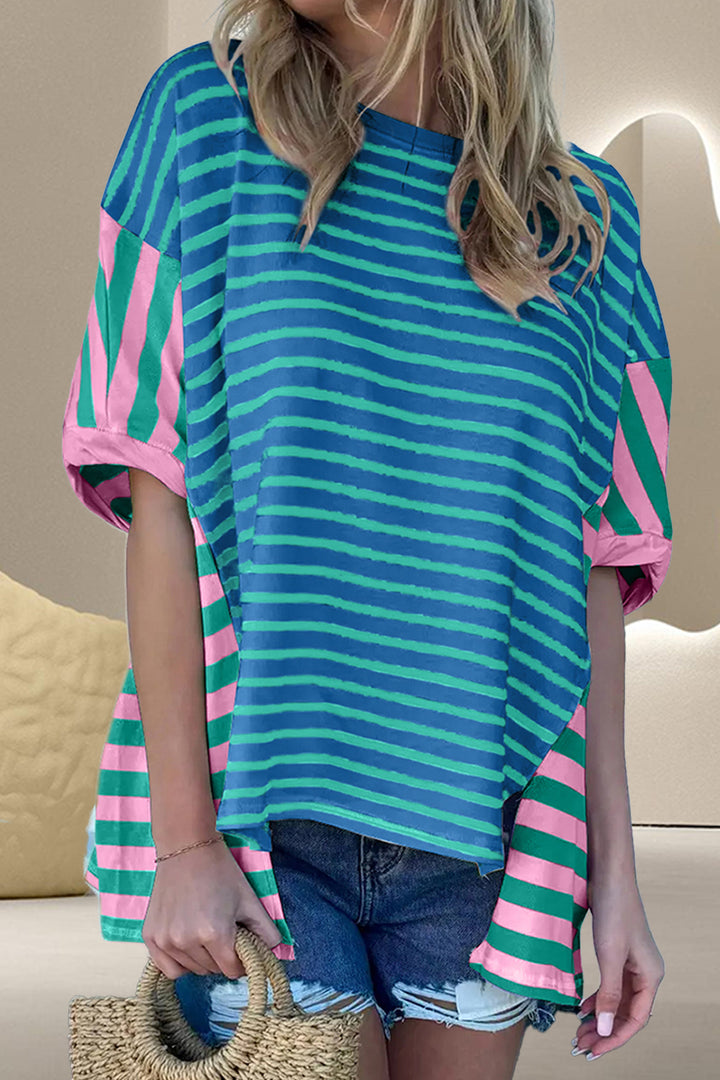 Striped Round Neck Half Sleeve T-Shirt