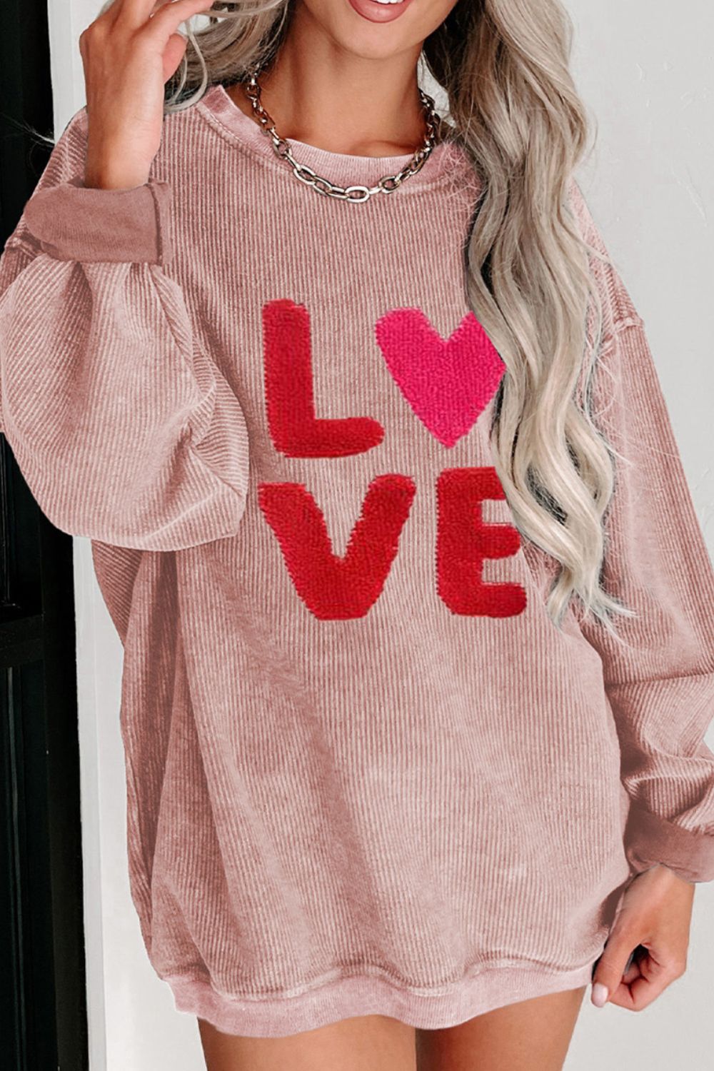 Valentine’s Day LOVE Round Neck Long Sleeve Sweatshirt