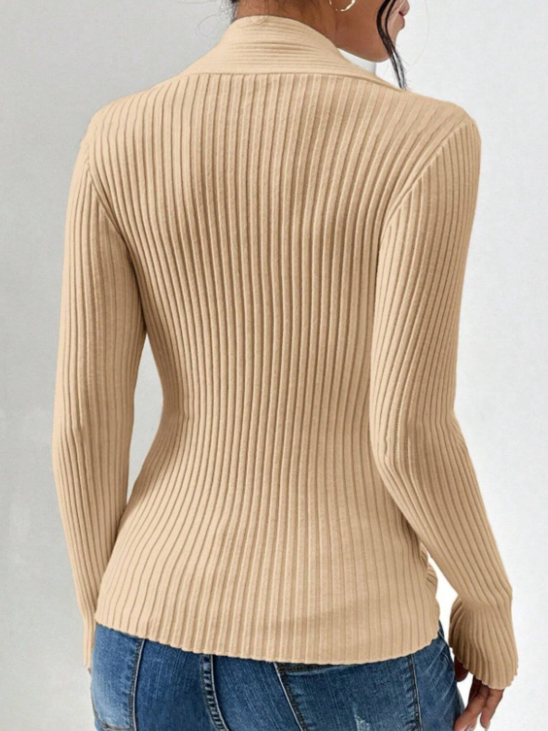 Twist Front Ribbed Long Sleeve Sweater