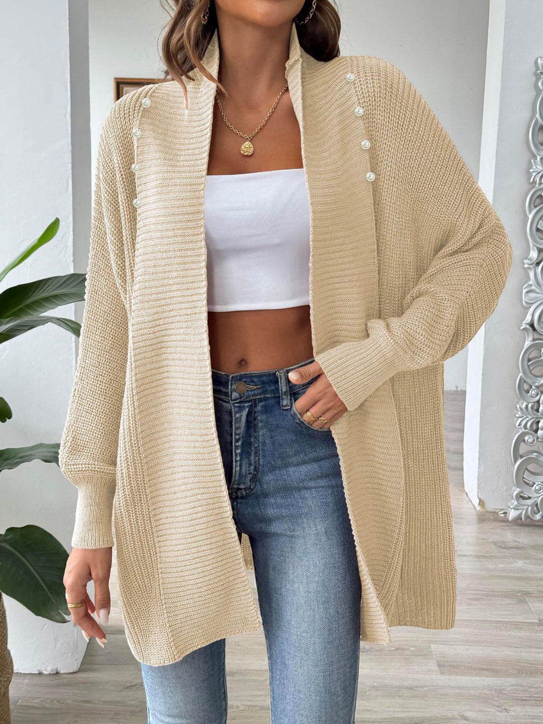 Open Front Long Sleeve Cardigan