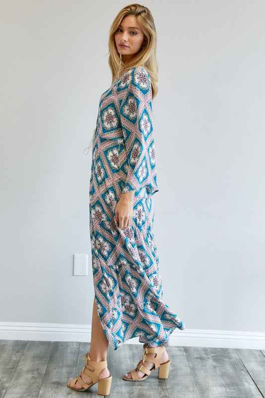 Printed Long Sleeve Loose Kimono