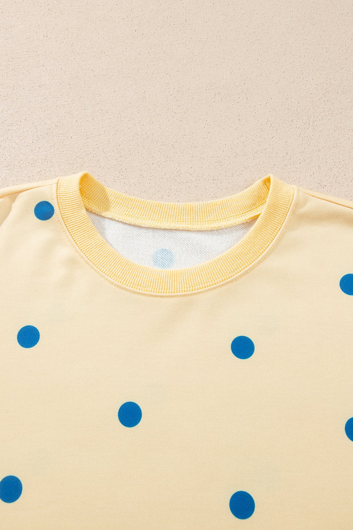 Polka Dot Patchwork Side Stripe Top & Pants Set