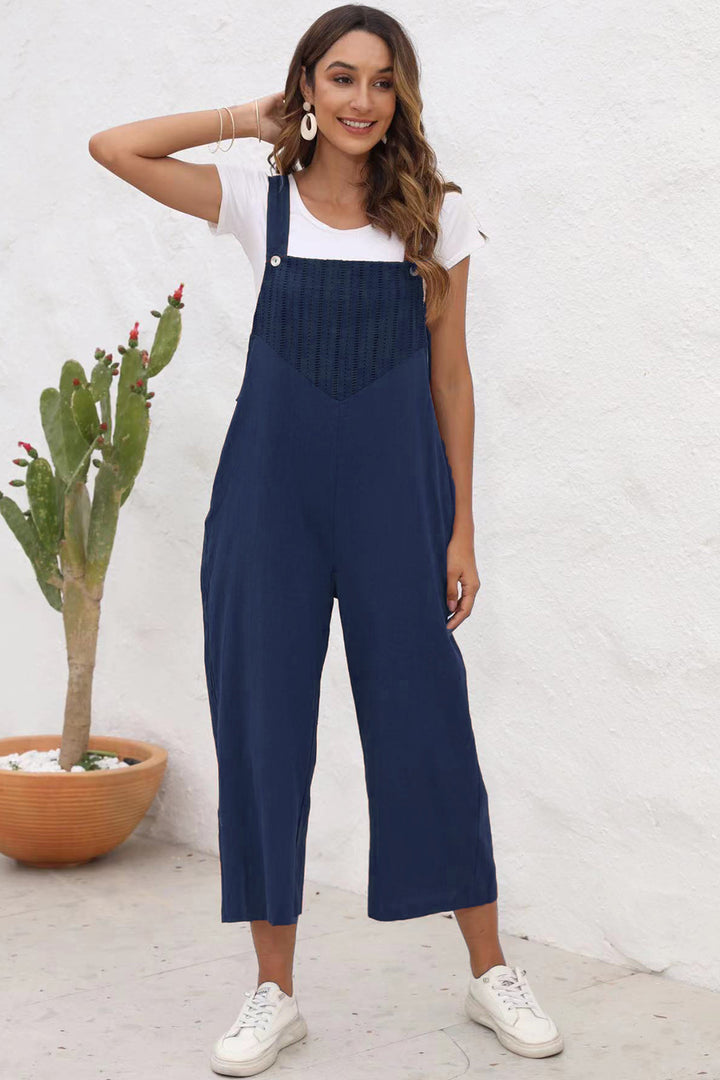 Full Size Square Neck Wide Strap Jumpsuit