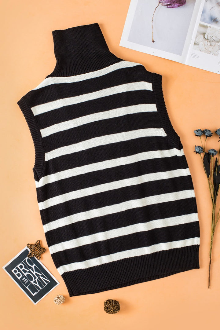 Striped Half Zip Sweater Vest