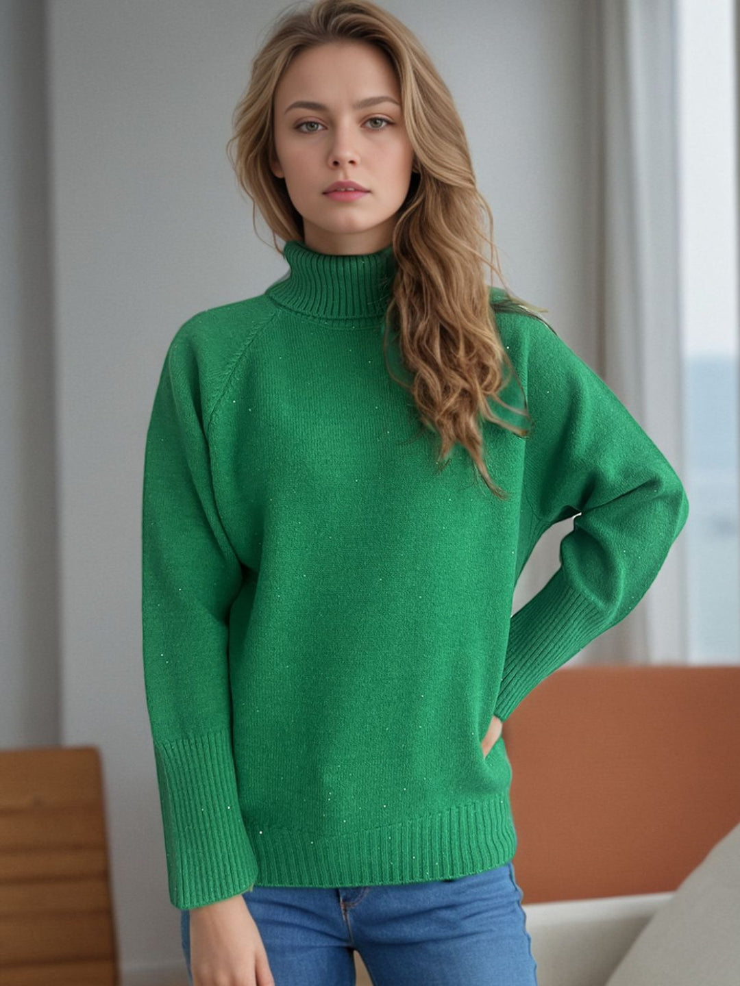 Turtleneck Raglan Sleeve Sweater