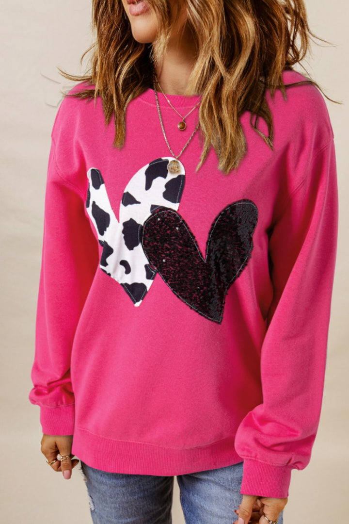 Heart Patch Long Sleeve Sweatshirt