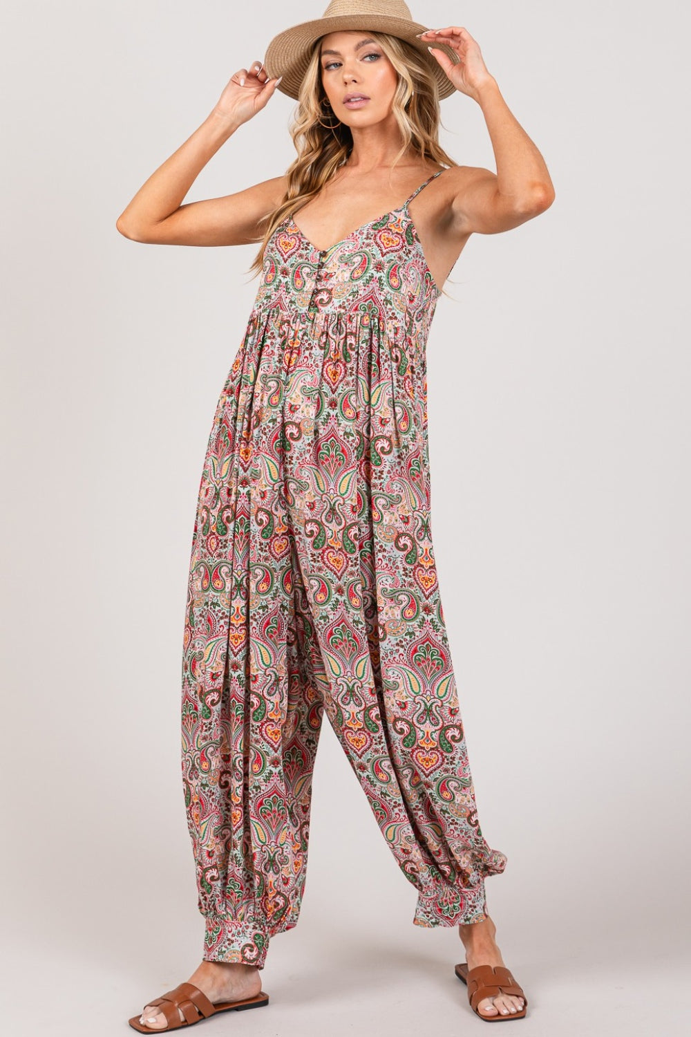 SAGE + FIG Multi Paisley Print Sleeveless Jumpsuit