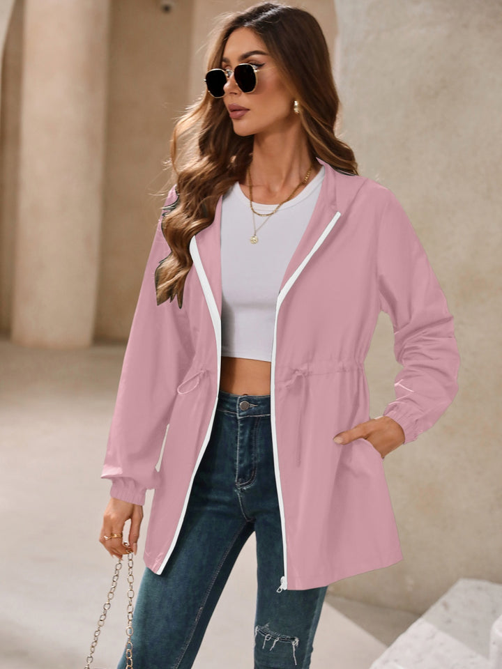 Zip Up Long Sleeve Hooded Jacket