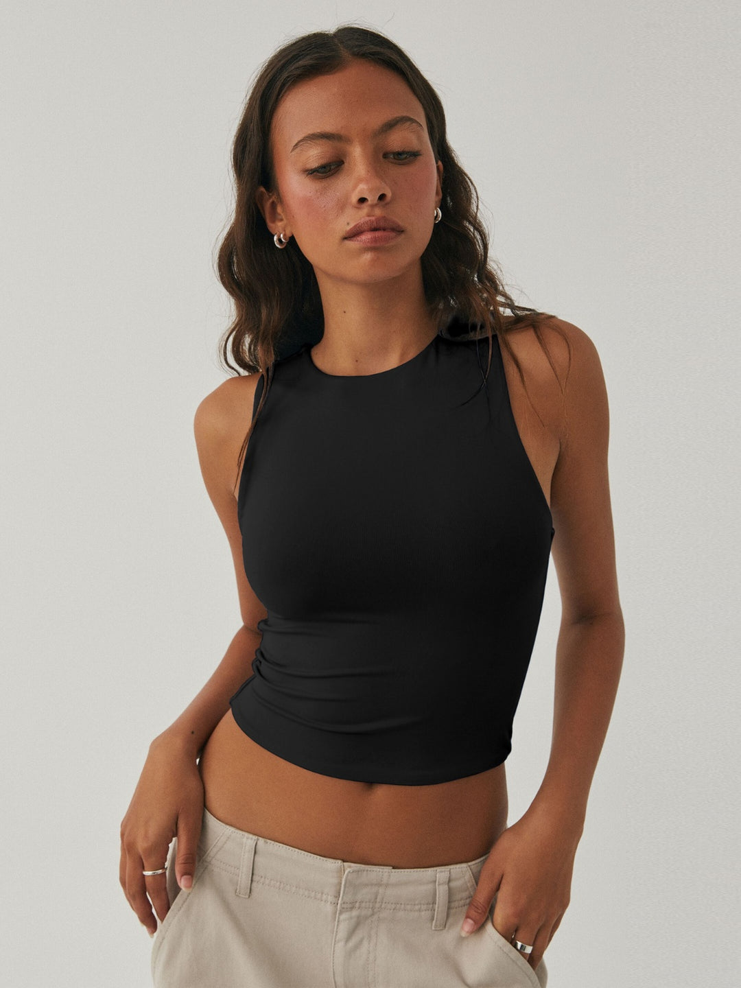 Round Neck Cropped Tank