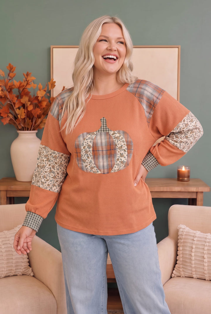 Pumpkin Patch Pretty Waffle Knit Top