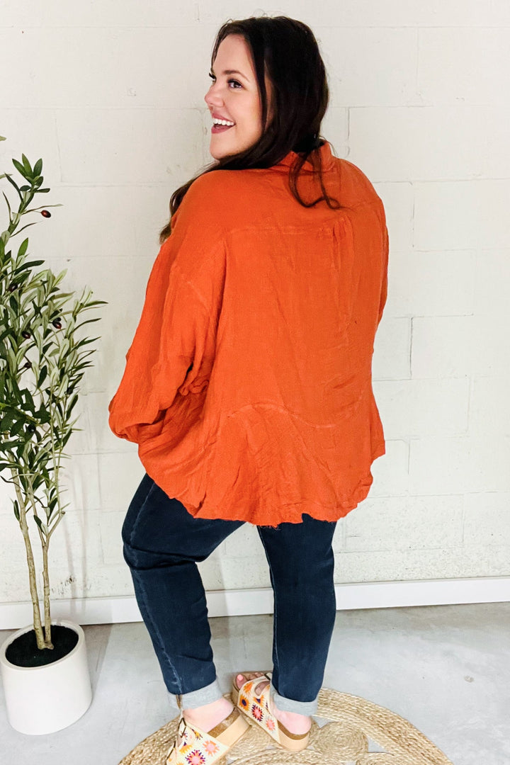 Everyday Rust Button Down Sharkbite Cotton Tunic Top