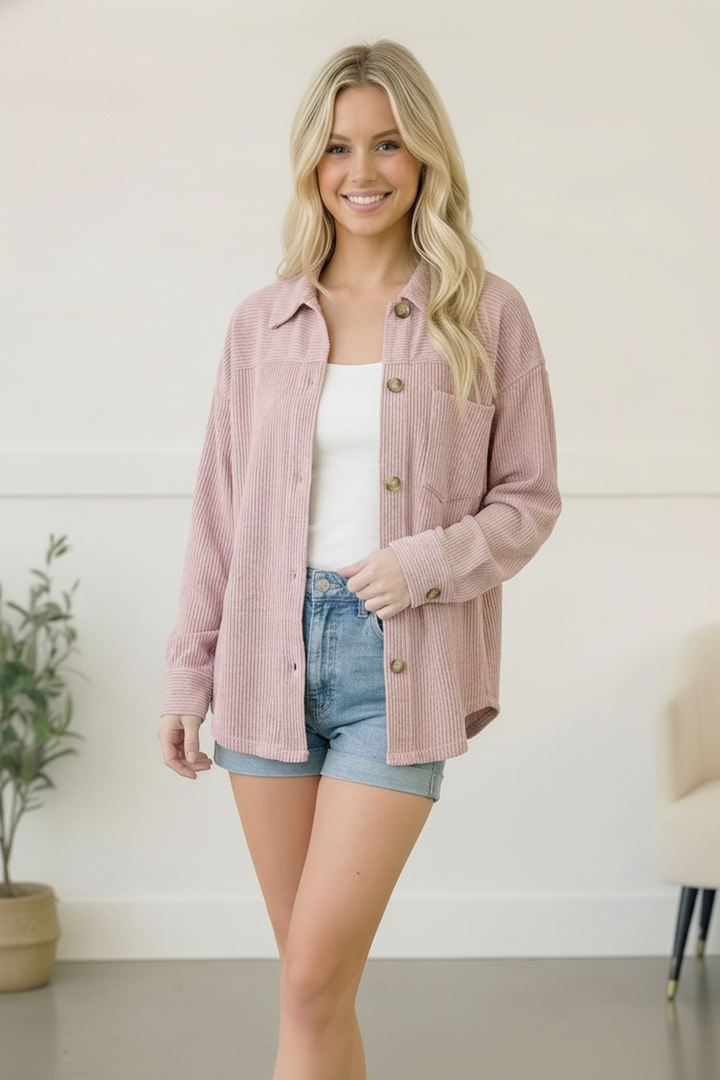 Coffee Run Corduroy Shacket