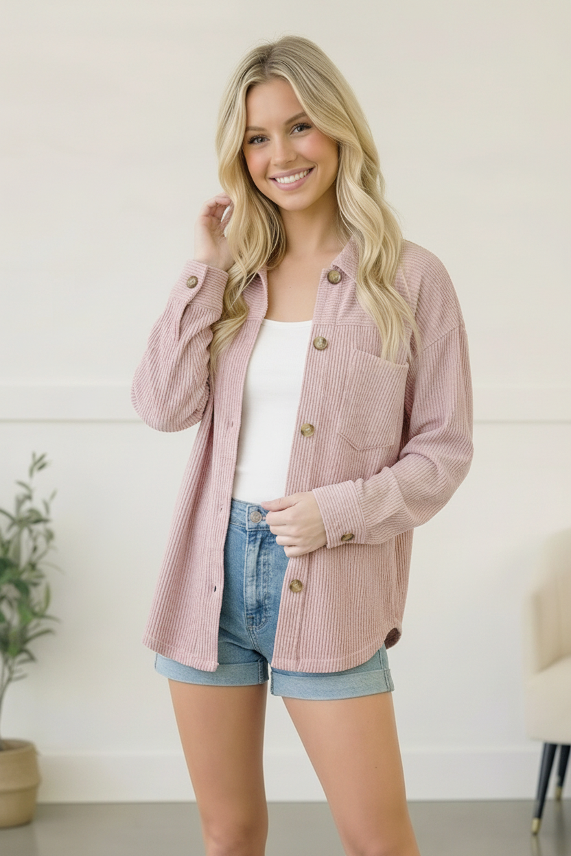 Coffee Run Corduroy Shacket